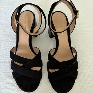 Gianvito Rossi Black Strappy Block Heel Sandal